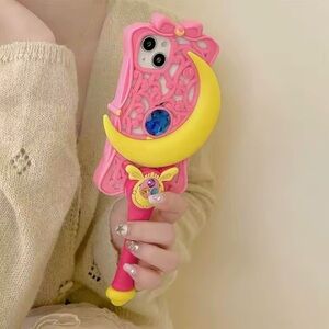 Magical Pink and Yellow sailor Moon wand Phone Case 14 PRO